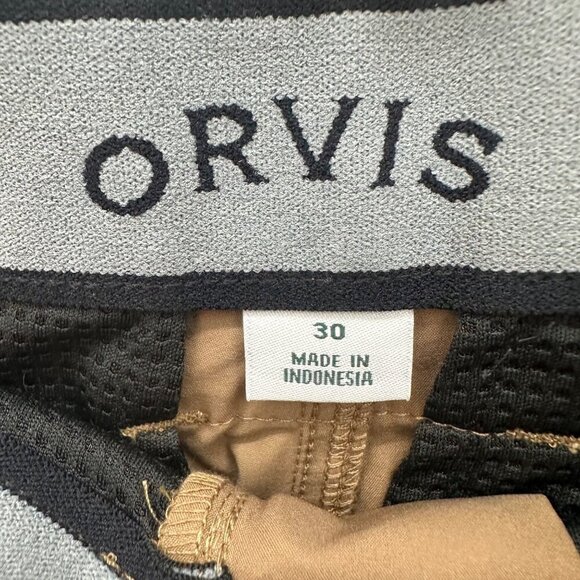 Orvis Khaki Lightweight Tech Performance Shorts w Pockets Mens size 30 - Picture 2 of 5